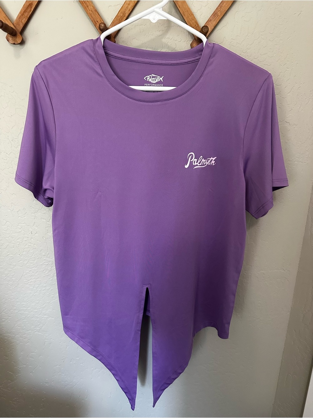 Women's Purple Tie Front Performance Short Sleeve Tee